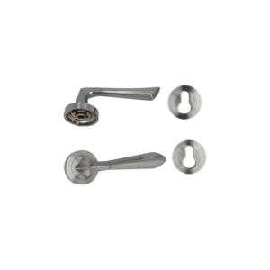 4-Piece Door Handle Lever with Cylinder Hole Silver 4-Piece Door Handle Lever with Cylinder Hole Silver